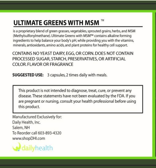 ultimate daily greens with msm description green grasses vegetables grains amino acids alkalize body ph