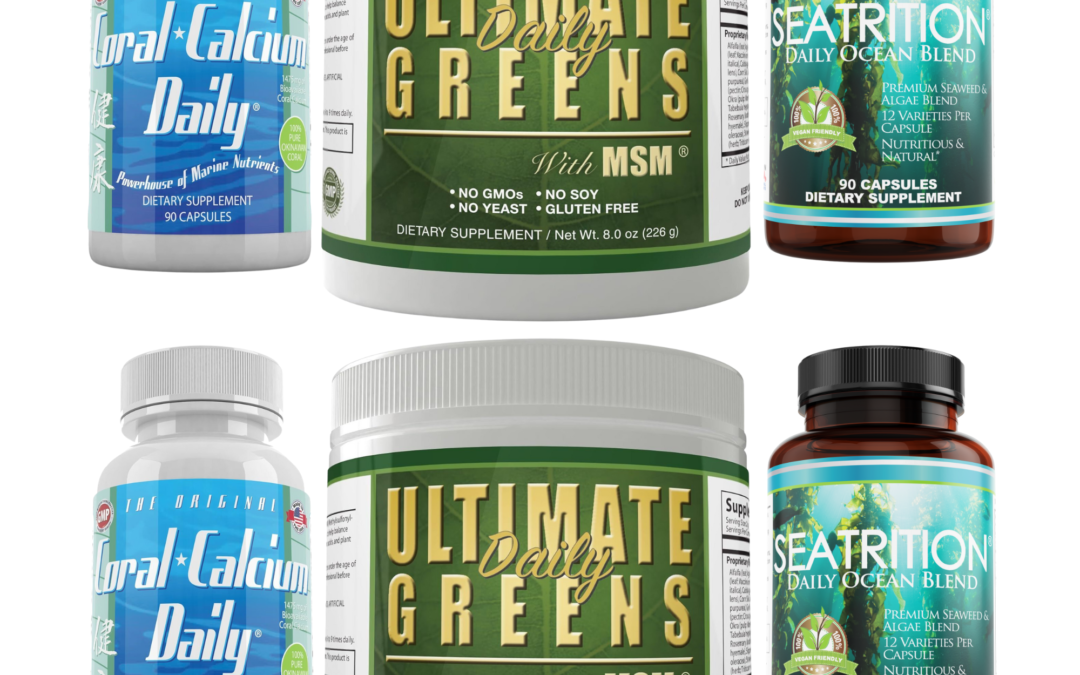 Alkalizing Kit Immune Support – Seatrition, Coral Calcium Daily, Ultimate Daily Greens – Alkalize Kit 2 months Supply of each alkaline product