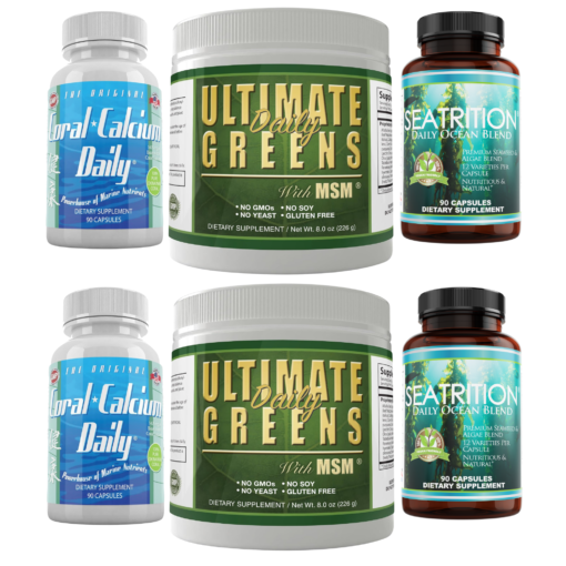Alkalizing Kit Immune Support - Seatrition, Coral Calcium Daily, Ultimate Daily Greens - Alkalize Kit 2 months Supply of each alkaline product